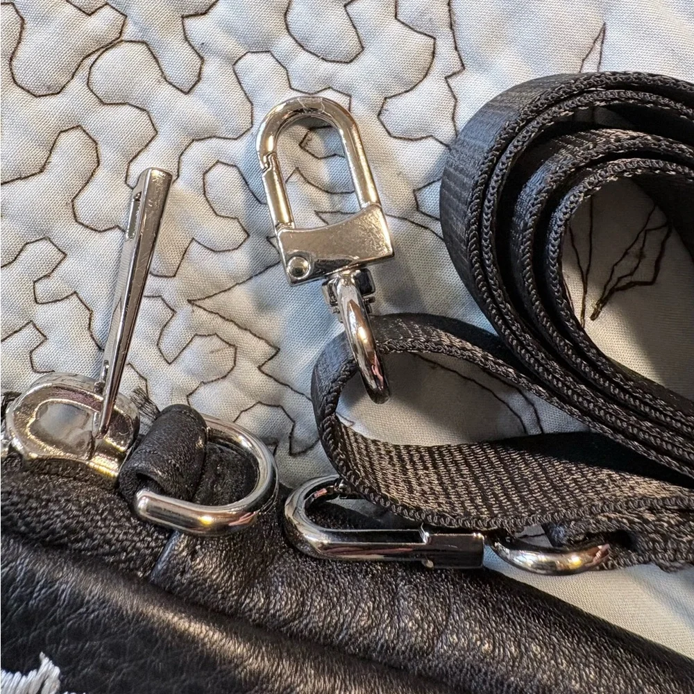 NWT Dolls Kill Black Faux Leather Logo 7” Phone Crossbody Bag NEW💚